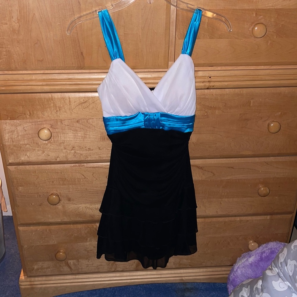 Homecoming/Prom dress. Skinny straps with jewels on the back.
